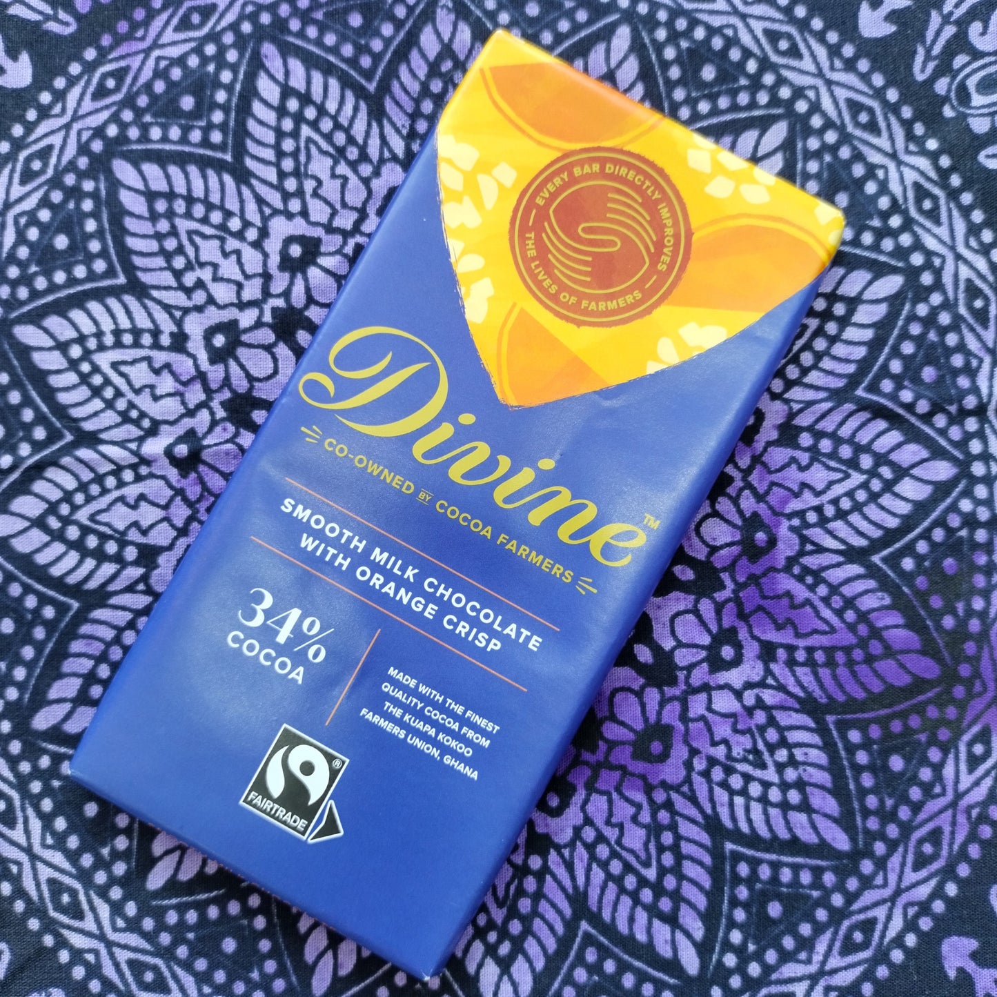 Divine 34% Milk Chocolate & Orange Crisp Bar 90g