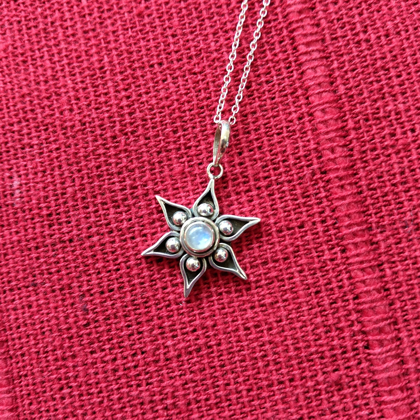 925 Sterling Silver Star & Moonstone Necklace Pendant