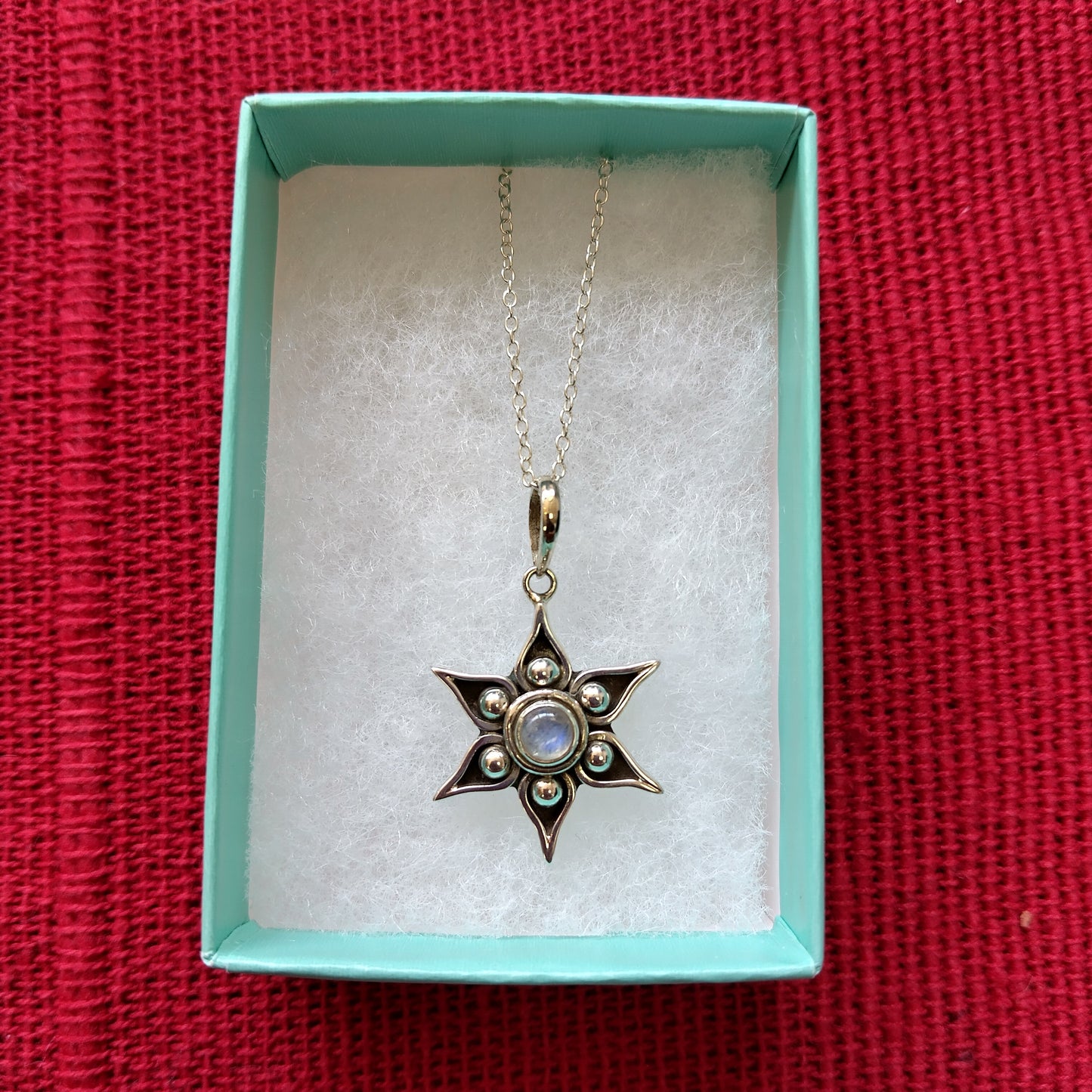 925 Sterling Silver Star & Moonstone Necklace Pendant