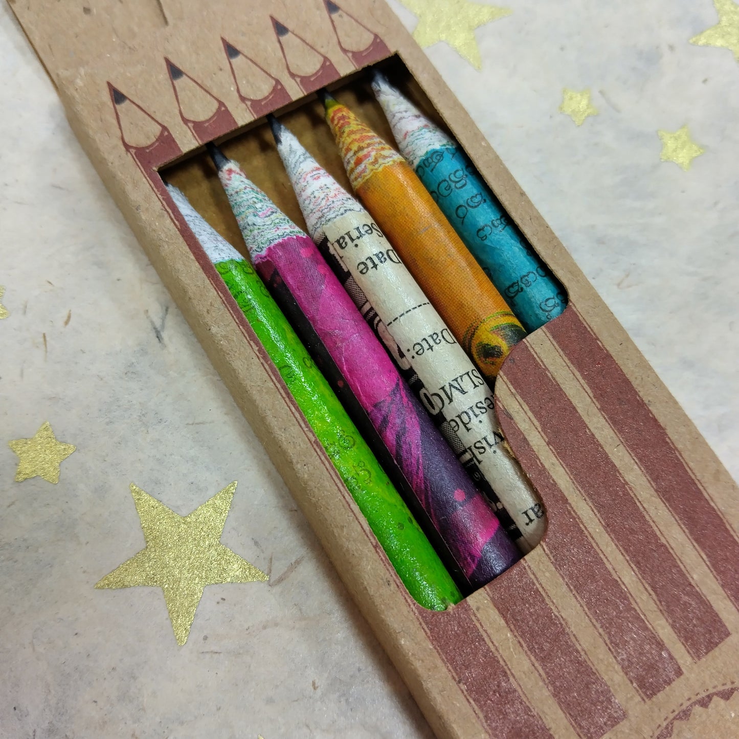 Recycled Newspaper Pencils - Set of 5