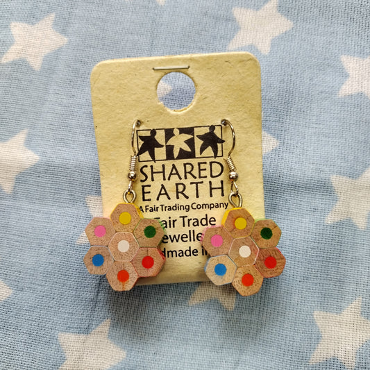 Reclaimed Pencil Crayon Flower Earrings