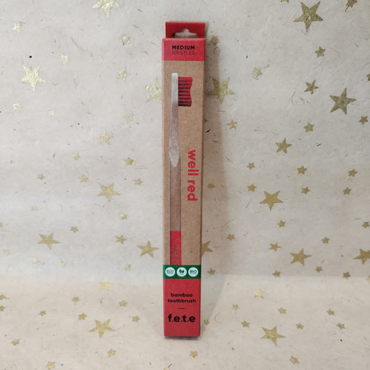 Bamboo Toothbrush Red - Medium