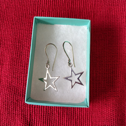 925 Sterling Silver Star Drop Earrings