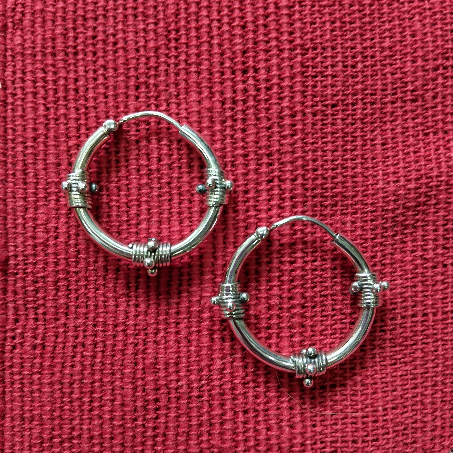 925 Sterling Silver Studded Hoop Earrings