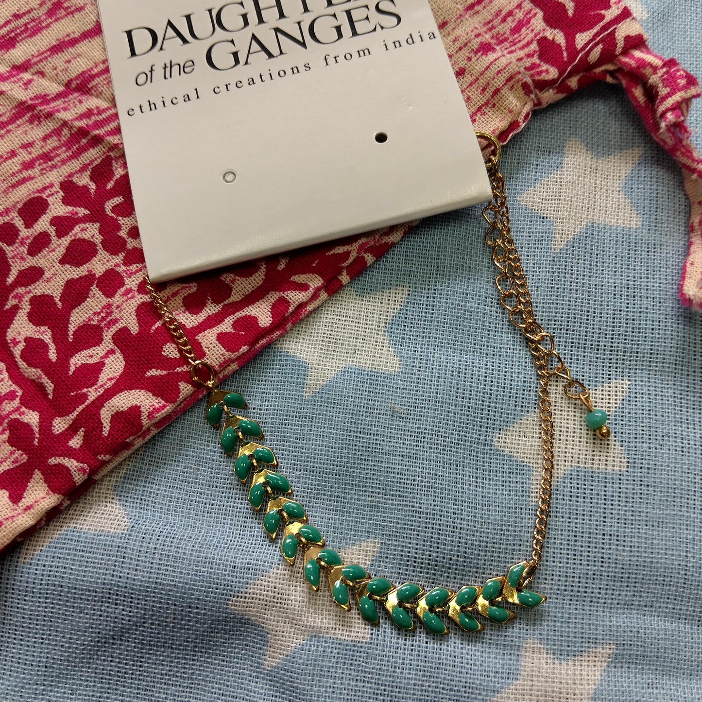 Daughters of The Ganges Chevon Teal Enamel Bracelet