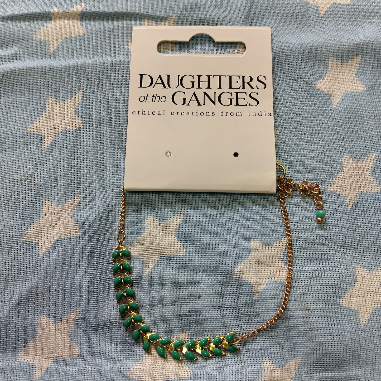 Daughters of The Ganges Chevon Teal Enamel Bracelet