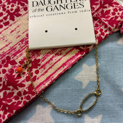 Daughters of The Ganges Oval & Bead Fine Link Bracelet