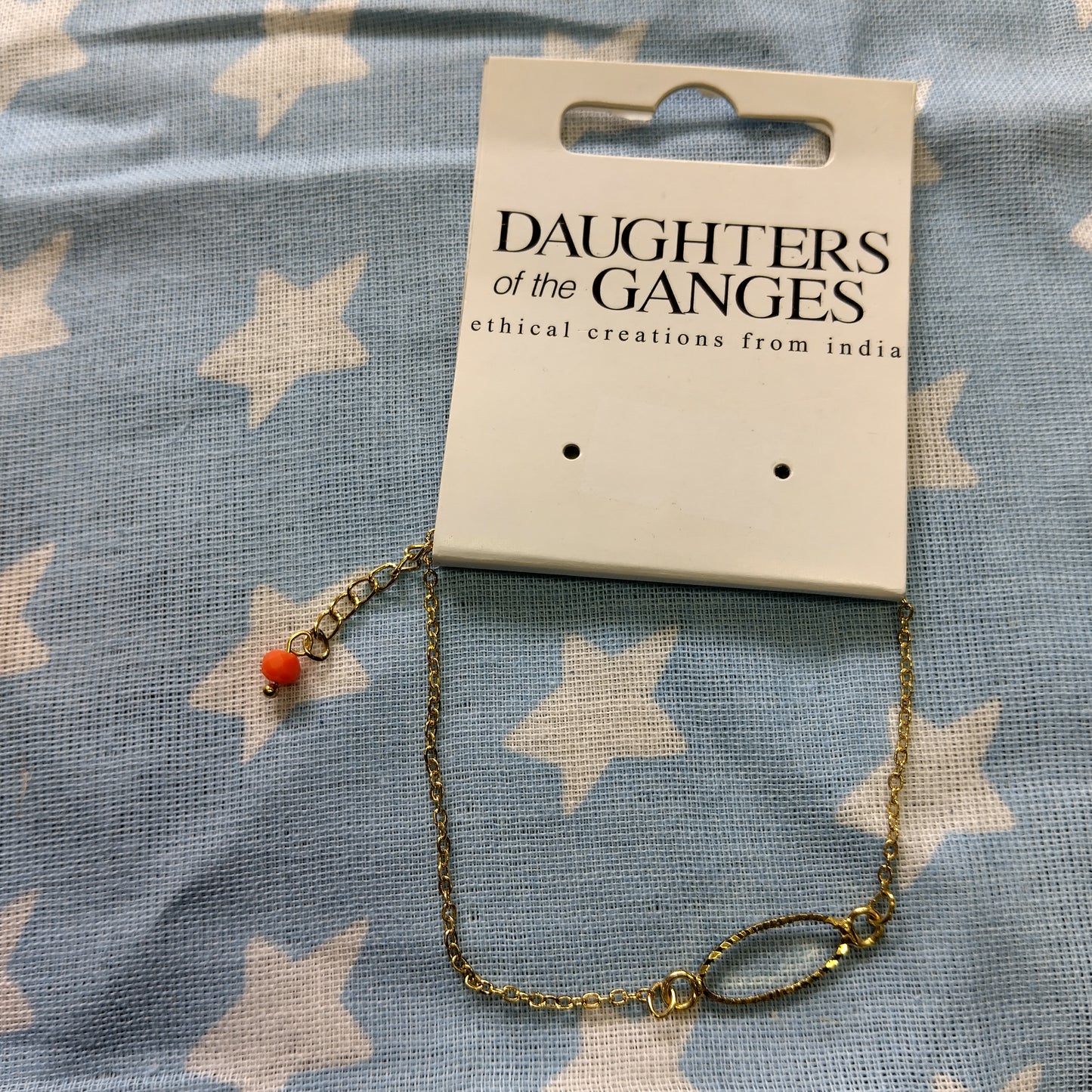 Daughters of The Ganges Oval & Bead Fine Link Bracelet