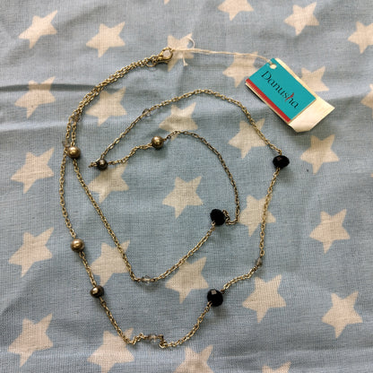Handmade Silver Tone Beaded Necklace Black & Grey