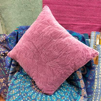 Purple Stonewash Velvet Quilted Cushion Cover
