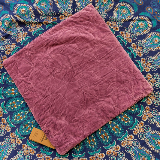Purple Stonewash Velvet Quilted Cushion Cover