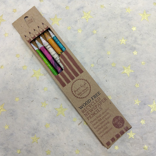 Recycled Newspaper Pencils - Set of 5