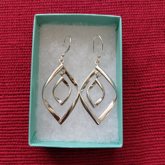 925 Sterling Silver Double Spiral Drop Earrings