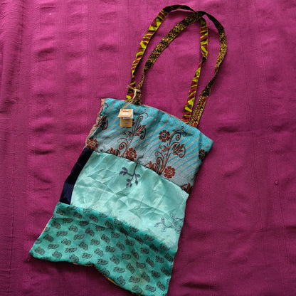 Recycled Sari Silk Fabric Tote Bag