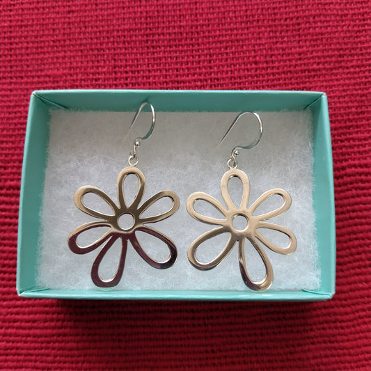 925 Sterling Silver Flower Drop Earrings
