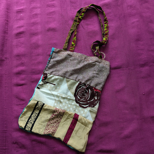 Recycled Sari Silk Fabric Tote Bag